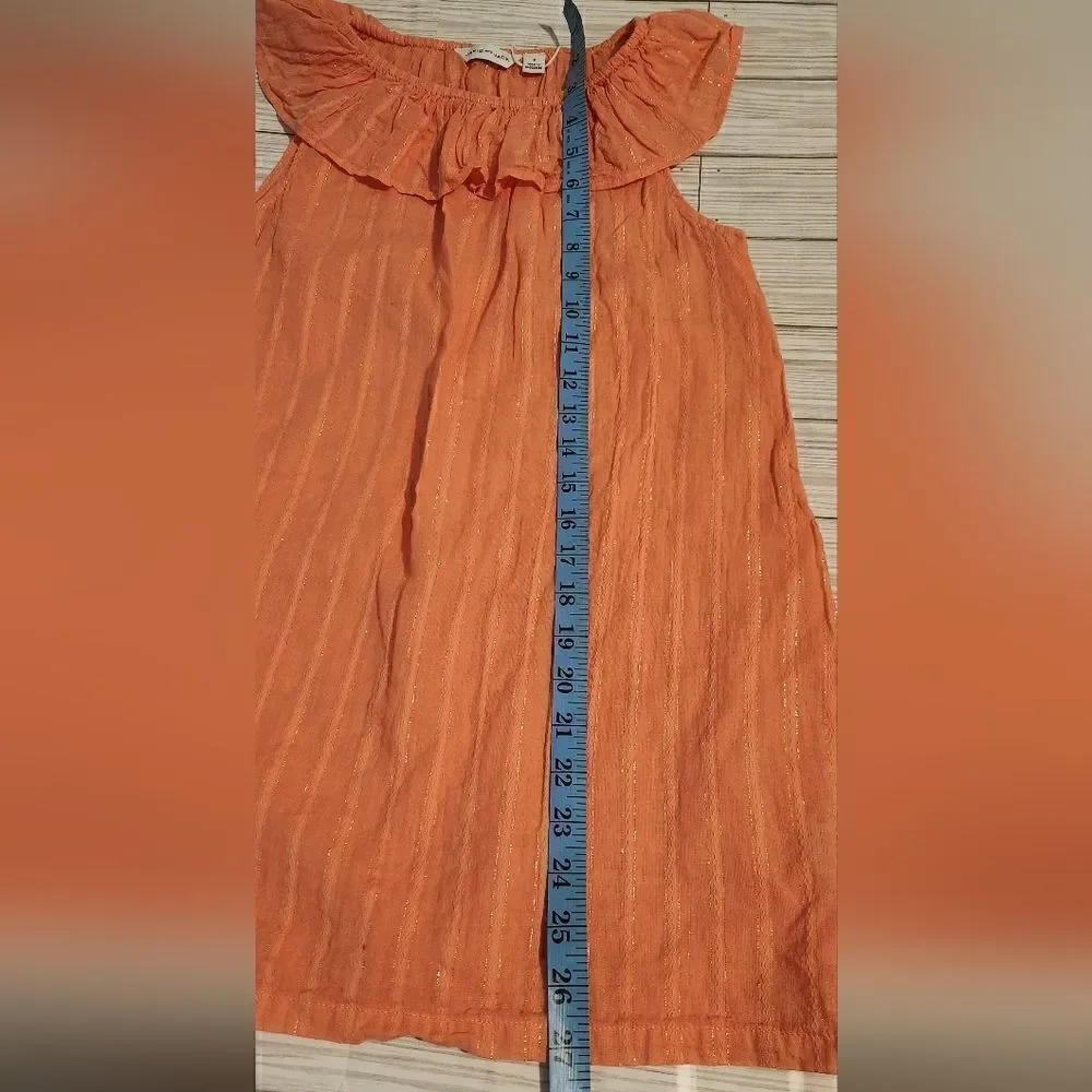 Janie and Jack Coral Gold Shimmer Stripe Swim Cover Dress Size 8